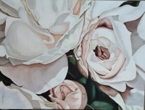 WHITE ROSES FLOWER  PAINTING